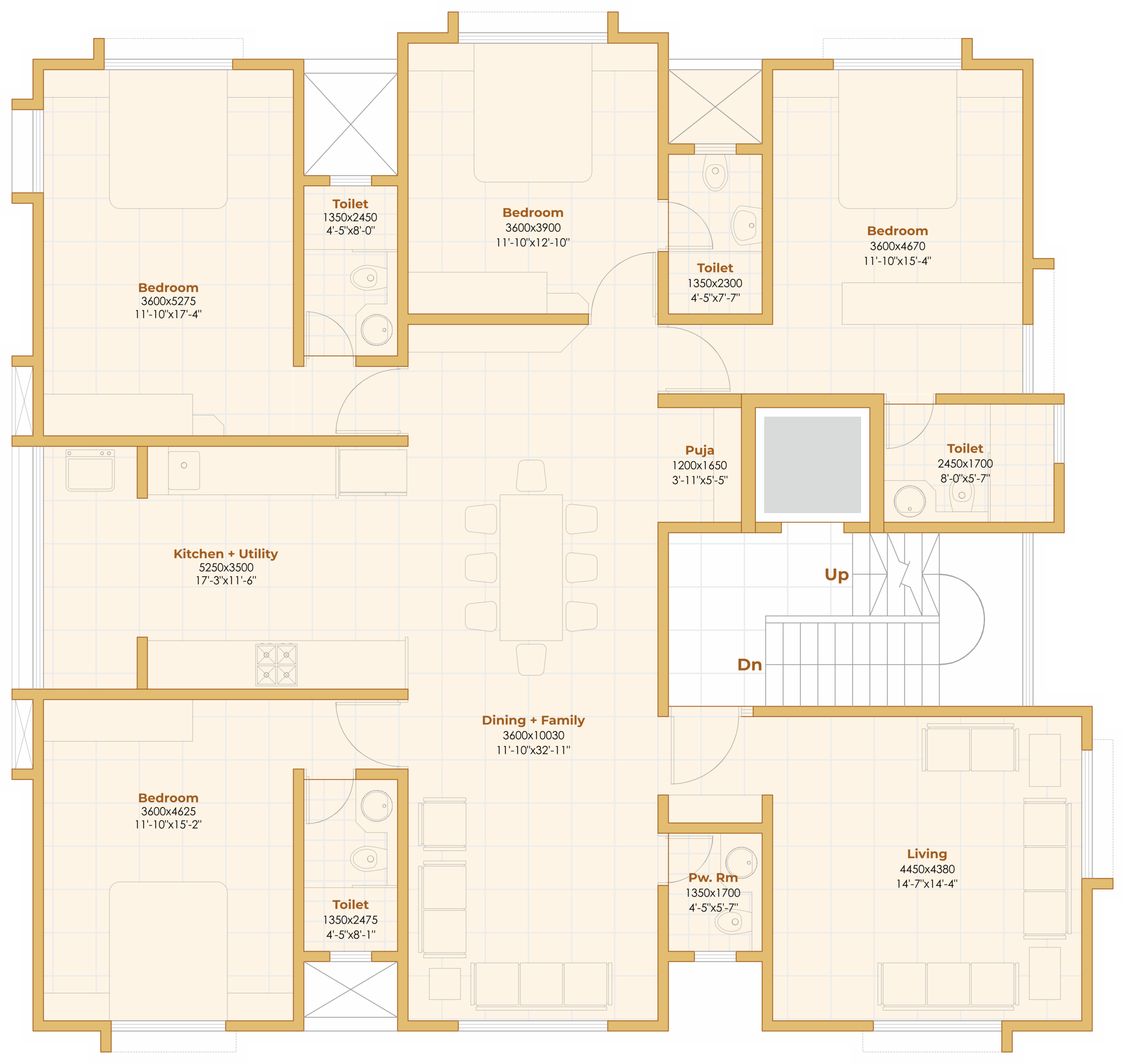 Chandrakaml Floor Plan 4BHK Scaled